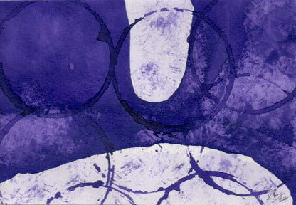 Abstract art with circular shapes in shades of purple and white