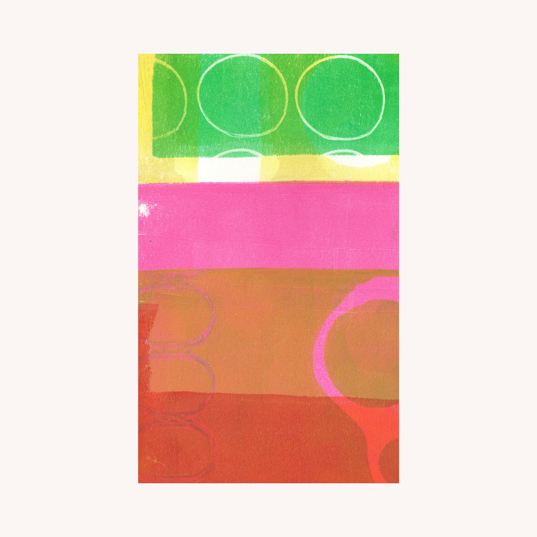 Colorful patterned paper with geometric shapes on a white background